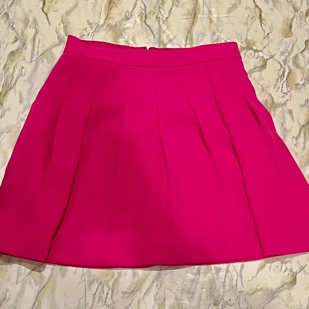 J Crew Fuschia Pink Pleated Mini Skirt 0